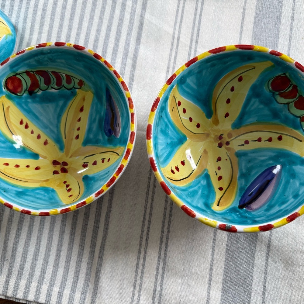 Italian Hand-made Coastal Bowls - Set of 2 - La Musa Made In Italy